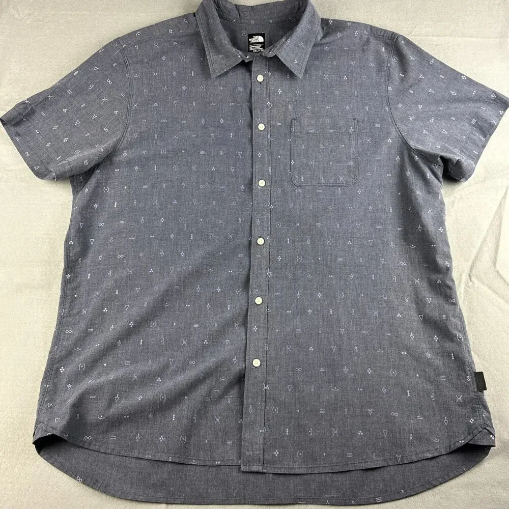 The North Face Men’s Short Sleeve Size 2XL Dark Gray Button Up Shirt Design